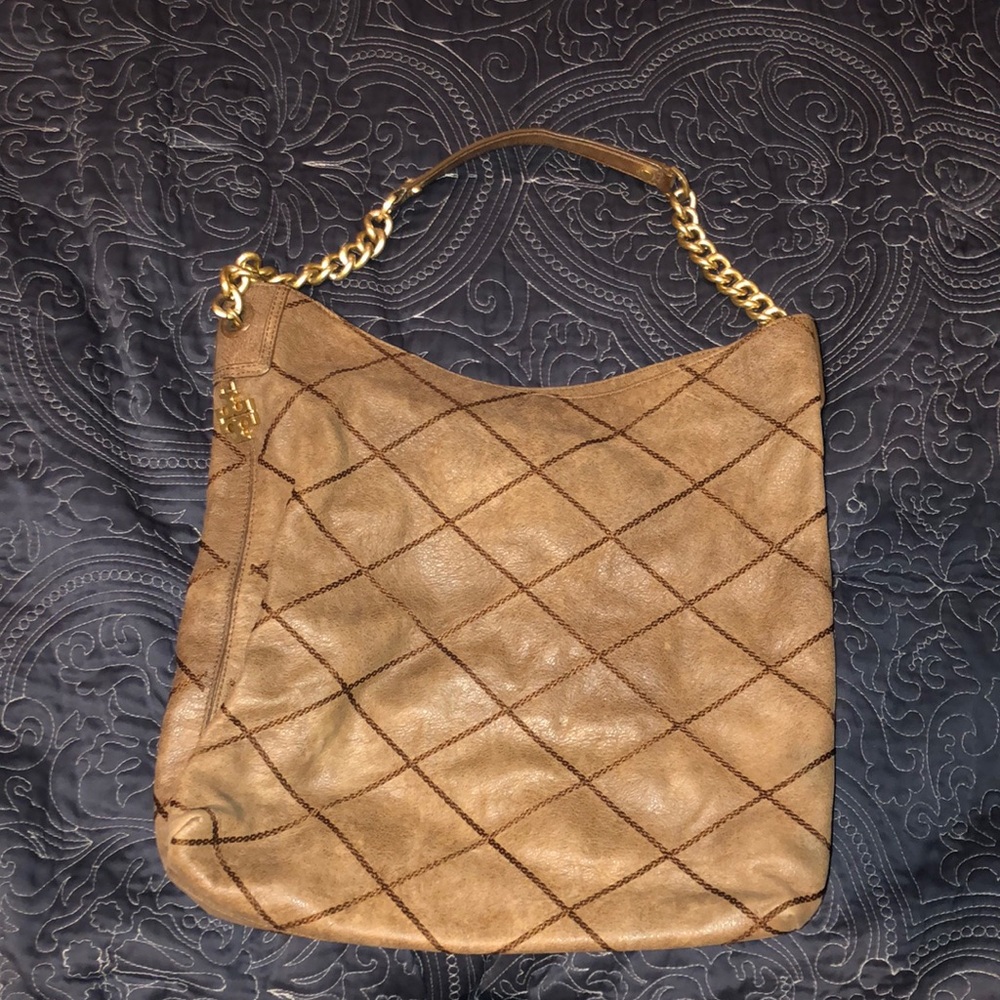 Tory Burch- Brown & gold purse.